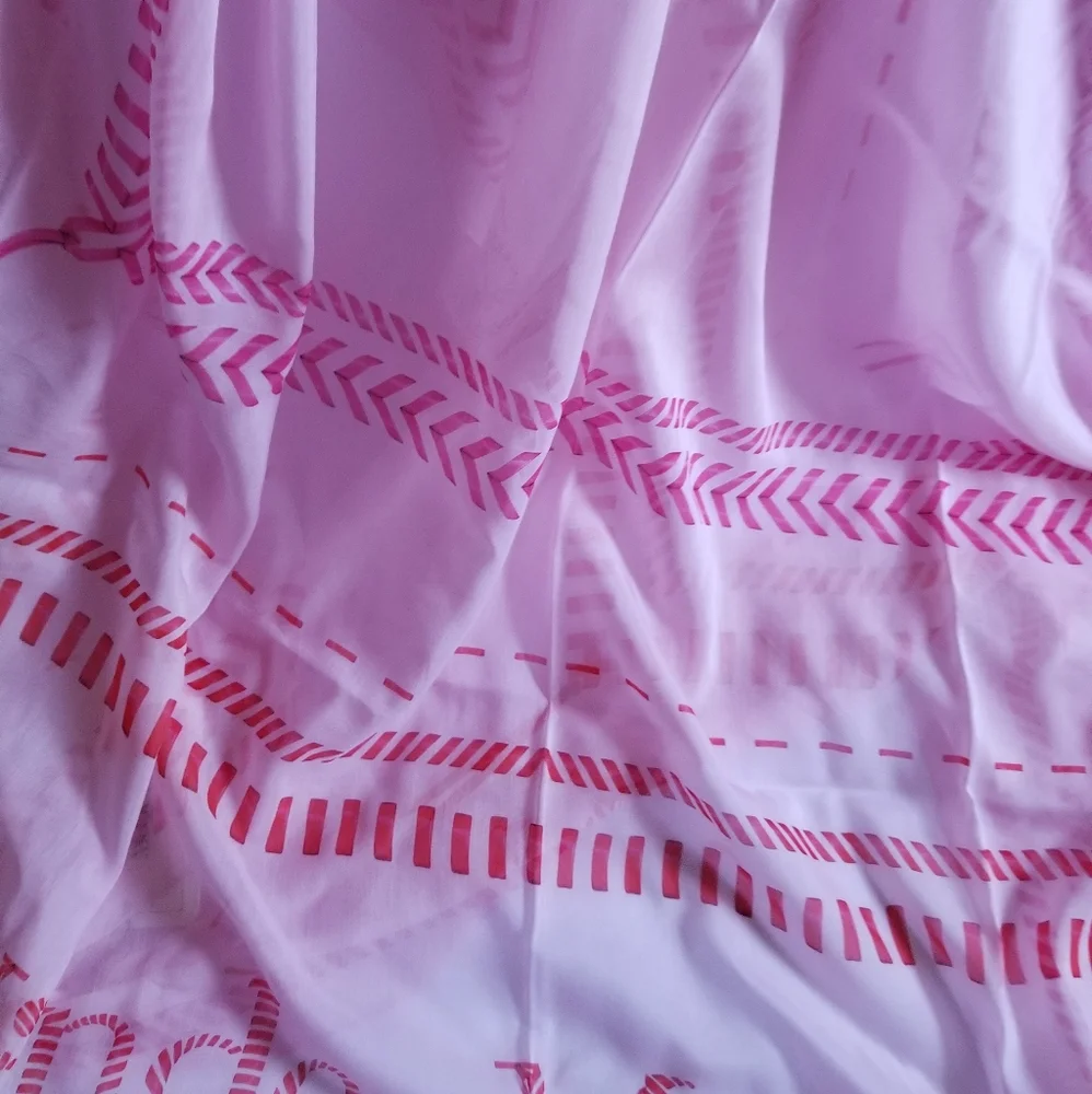 Alexander McQueen Logo XL Whipstitch Cotton & Silk Rectangular Scarf Pink - Picture 5 of 9